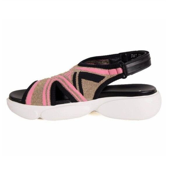 PRADA Cloudburst Pink & Beige Knit Logo Ankle Strap Slingback Sandals Si… - Picture 3 of 14
